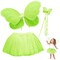 Butterfly Craze Fairy Princess Tutu Costume Set - Includes Glittery Sparkle Wings, Tutu Skirt, & Wand for Girls' Dress Up, Pretend Play & Ballet Dance Recitals, For Toddlers and Kids, Green, Medium